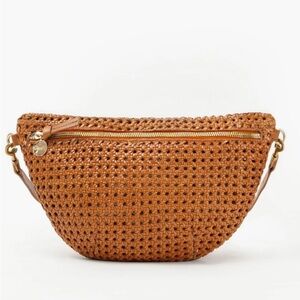 Clare V Tan Rattan Woven Crossbody Bag